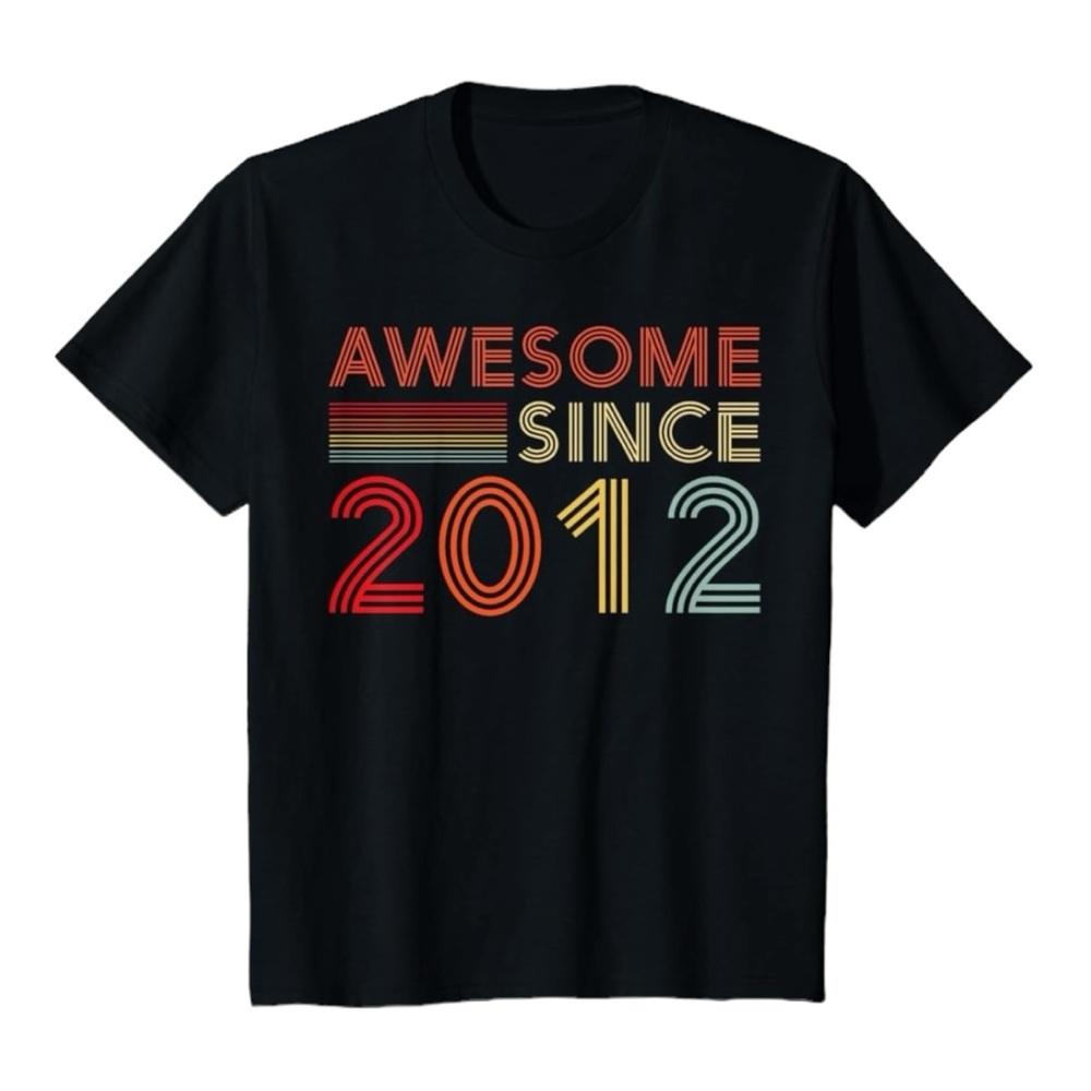 Kids Youth Unisex “Awesome Since 2012” 12 Year Old Birthday Tee NWT Large 11-12